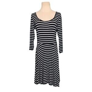See You Monday black stripe casual chic mini dress size M